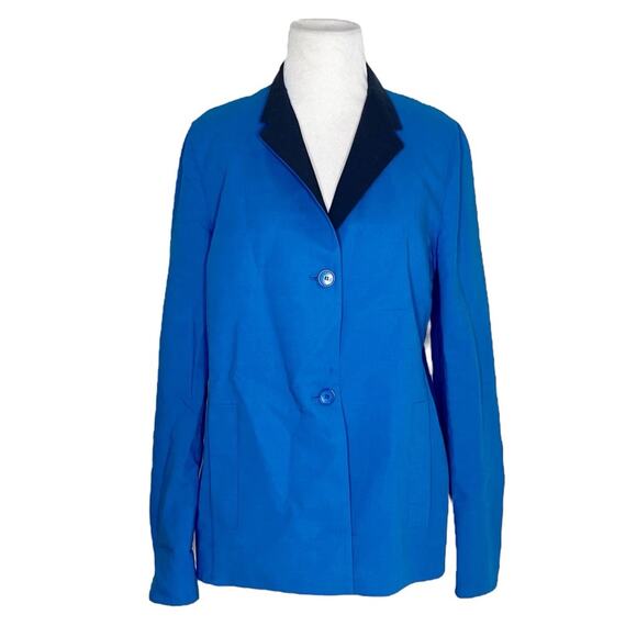 AKRIS Reversible Jacket Blazer Blue Green Cotton Mulberry Silk Size US 8 - Picture 1 of 5